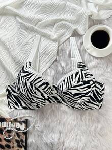 Bare Chapter Sujetador con aros y soporte push-up de estampado animal, talla grande, pieza única - Blanco y Negro - Ver 6