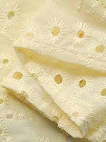 Livesso Spring & Summer Fashion Yellow Hollow-Out Jacquard Camisole And Wide Leg Pants Set, Casual Loose Vacation Beach Elegant Office Wear 2-Piece Outfit For Women,Wedding Guest Dress Women - Yellow - View 3