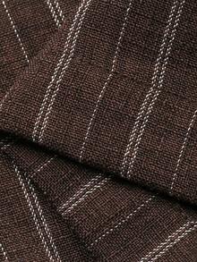 DAZY 女士圆领无袖条纹衬衫配腰带和宽松阔腿裤两件套休闲套装 - 棕色 - 查看 8