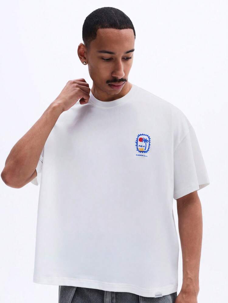 Men's Boxy Fit Short Sleeve Crew Neck T-Shirt Monte Carlo Travel Graphic Print Summer Casual Cotton Tee