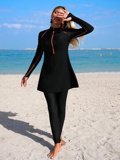 Swim Shayni 撞色拼接复古休闲沙滩度假女式布基尼