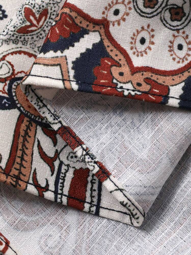 Women's Elegant Floral V-Neck Tie Waist Ruffle Hem Blouse, Spring/Summer Boho