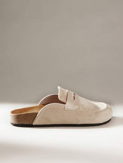 Solecia Damen Vintage-Stil, bequeme, vielseitige, einfache Samt-Stirnband Oberbekleidung, flache Mule Pantoffeln.