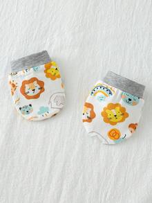 Loomiva 5pcs/Set Newborn Baby Boy/Girl Cute Animal Print Soft & Comfortable Romper + Shorts + Bib + Hat + Mittens Set - Multicolor - View 3