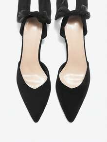 Giày cao gót mũi nhọn hở ngón thanh lịch, buộc dây thời trang, phù hợp cho mùa hè và mùa thu, gợi cảm, dành cho nữ, thanh lịch - màu đen - Xem 3