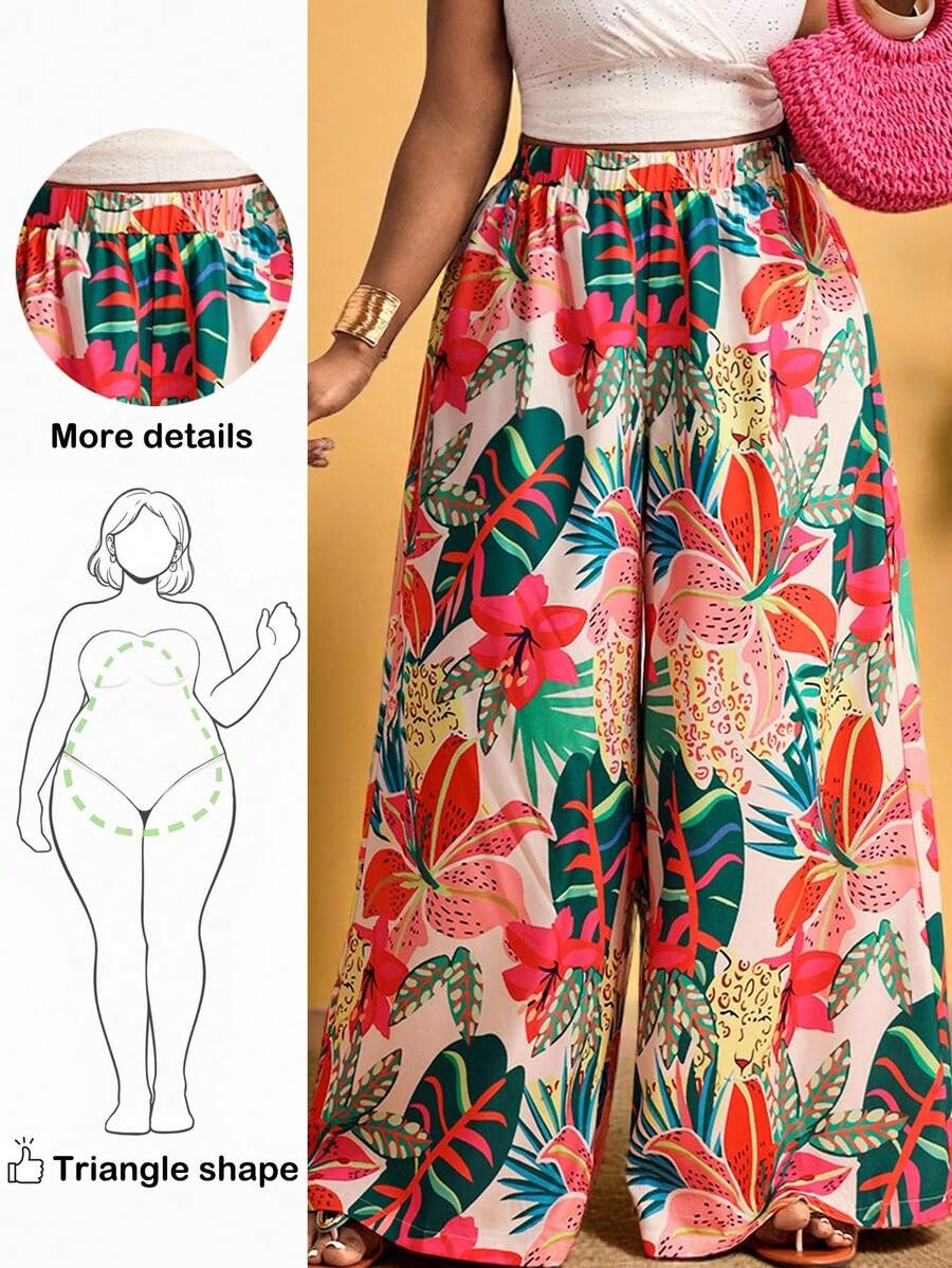 Truni 大码女式优雅刺绣拼接宽松阔腿裤，适合度假、下午茶、海滩游轮、城市公路旅行、波西米亚风度假、音乐节、海滩装扮、复活节、优雅度假服、演唱会服装、热带度假服、波西米亚风服装，春夏秋季皆宜。