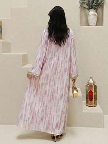 Yasmyna 女士土耳其长款连衣裙和阿拉伯传统长袍 - 粉色 - 查看 6