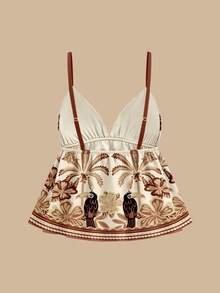 Travachic Camiseta de tirantes estilo A con estampado bohemio y tejido para mujer - Multicolor - Ver 2