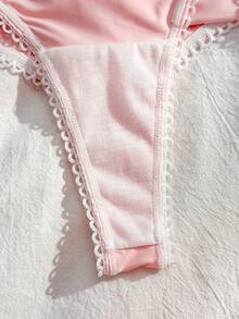 PetitDoll Women's Sweet Girl Minimalist Comfortable Thong Panties - Pink - View 11