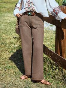 EMERY ROSE Women's Vacation Casual Washed Straight Leg Jeans - Khaki - View 6