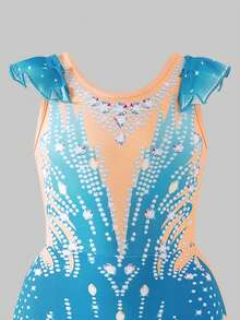 Áo liền quần tay ngắn cho bé gái, in họa tiết, thoải mái và thân thiện với da, thiết kế ôm sát giúp hạn chế hở hang, trang phục thể dục nhịp điệu, áo liền quần thi đấu khiêu vũ ở trường, phù hợp cho mọi mùa, màu đỏ hồng, họa tiết lễ hội Giáng sinh. - Nhiều màu - Xem 6