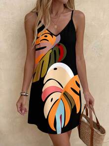 Sylviya Vestido mini casual estampado para mujer, adecuado para otoño/invierno - Multicolor - Ver 3