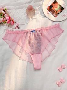 PetitDoll Plus Size Women Sexy Panties Cute Thong - Pink - View 6
