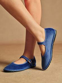 Rosivie Women's Casual Buckle Design Flat Loafers, Versatile For Daily Wear - Blue - View 3