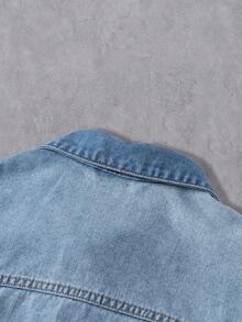 Manfinity Denimwave Men's Loose Denim Short Sleeve Top - Medium Wash - View 7