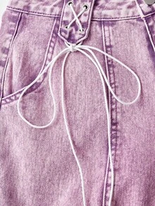 SHEIN MOD Women's Pocket Button Casual Versatile Daily Wear Wide Leg Jeans - Purple - View 6