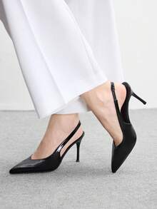 CUCCOO BIZCHIC 女士鞋履春秋新款法式尖头低帮性感派对约会鞋露跟细高跟女鞋 - 黑色 - 查看 3