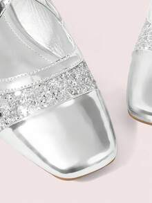 CUCCOO DOLLMOD 女士银色亮片玛丽珍低跟鞋，时尚派对/约会装扮，适合圣诞节、感恩节等场合 - 銀色 - 查看 8