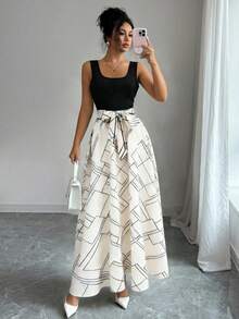 GlowEve Women's Geometric Print A-Line Skirt, Suitable For Commuting In Summer - Multicolor - View 8