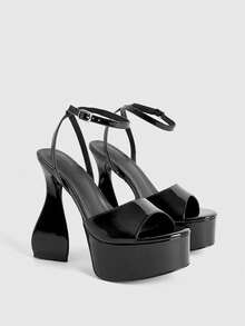 CUCCOO LuxiPop Women's Fashion Party Waterproof Platform High Heel Sandals - Black - View 3