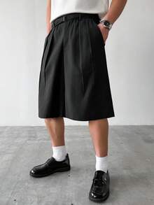 HUEFORM Quần lửng ống rộng dáng suông cao cấp, nhẹ, kiểu dáng cổ điển, chất liệu cao cấp, thích hợp cho nam giới đi làm. - màu đen - Xem 1