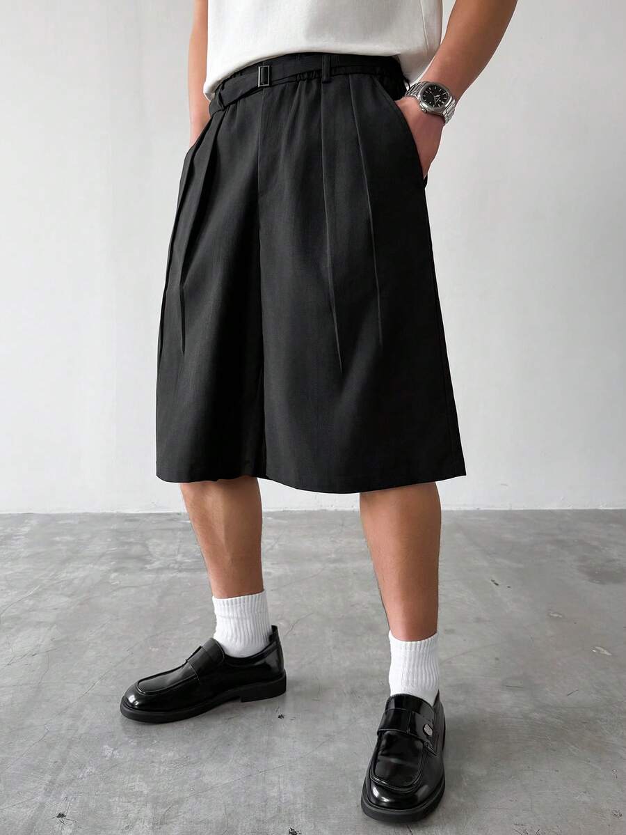 HUEFORM Quần lửng ống rộng dáng suông cao cấp, nhẹ, kiểu dáng cổ điển, chất liệu cao cấp, thích hợp cho nam giới đi làm. - màu đen - Xem 1