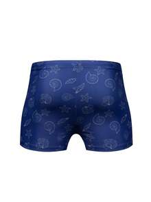 Zalmeno Bañador casual de hombre con cordón en la cintura y estampado de estrellas de mar - Azul - Ver 2