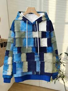 Rovax Sudadera casual de manga larga con estampado total para mujer - Azul - Ver 5