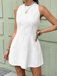 Serisse 女士休闲露背无袖牛仔衬衫 - 藍色 - 查看 5