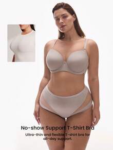 LUVLETTE Plus Dream Curve Support + Grey Smooth Full Coverage Support T-Shirt Minimizer Bra Black Bra Flexi SizeFreedom Bra - Grey - View 6