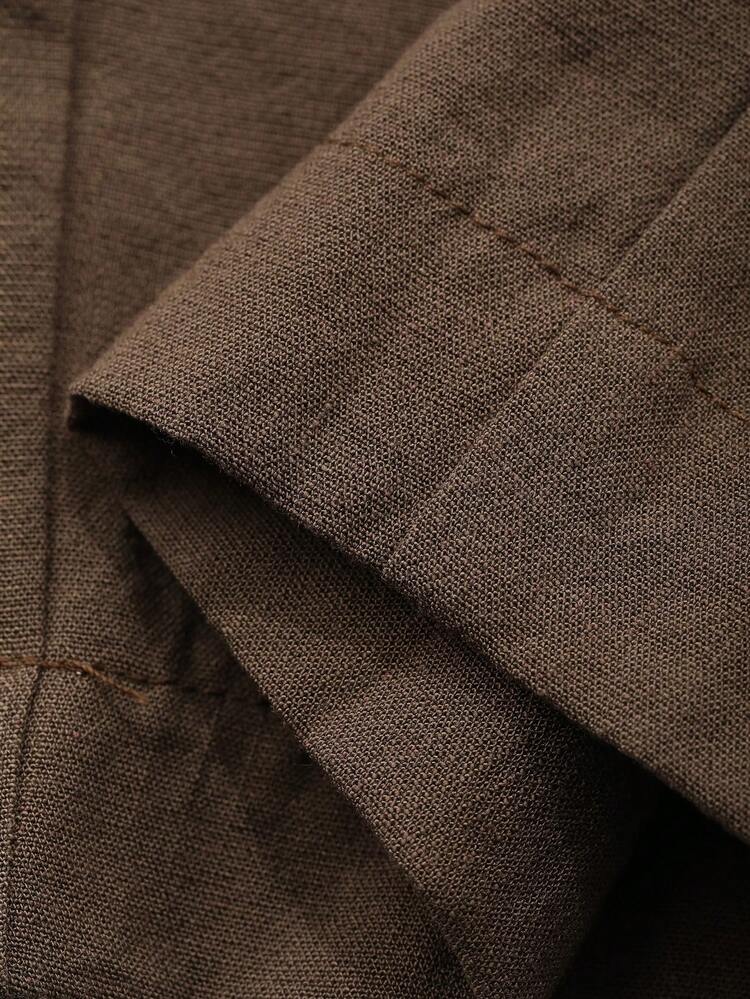 Solid Color Brown Casual Suit Pants For Men, Spring/Summer