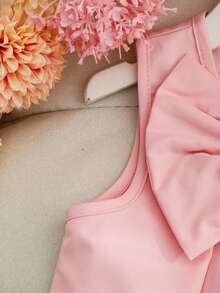 Robe de princesse sans manches avec décoration de nœud rose, convenant pour les fêtes et les occasions extérieures. mode printemps/été pour jeunes filles. - Rose bonbon - Voir 4