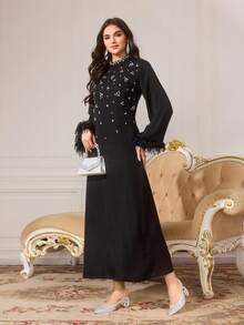 CUCCOO TILAWA Zapatos de tacón alto de mujer con flor de plata, elegantes y con pedrería, estilo stiletto con sandalias para vestido de banquete y boda. - Plateado - Ver 5