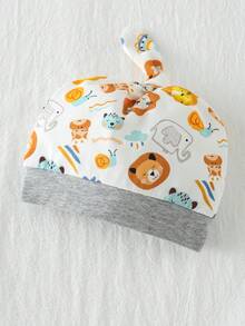 Loomiva 5pcs/Set Newborn Baby Boy/Girl Cute Animal Print Soft & Comfortable Romper + Shorts + Bib + Hat + Mittens Set - Multicolor - View 4