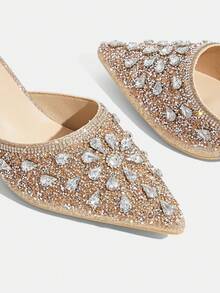 CUCCOO TILAWA Sepatu Wanita Bertumit Tinggi Berhiaskan Kristal dan Rhinestone Kaca, Cocok untuk Acara Keluar Rumah, Perjamuan, Pesta, dan Aktivitas Lainnya - emas oranye - View 10