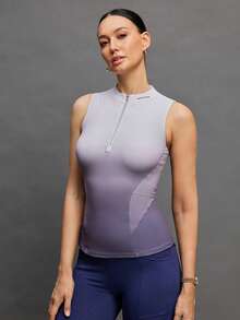 Activina 女士渐变色拉链半开襟马术背心 - 棕色 - 查看 5