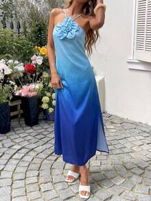 Sylviya 女士休闲3D花卉渐变蓝色夏季度假连衣裙 女士夏季服装 女士夏季连衣裙 女士沙滩装 女士沙滩裙 女士休闲连衣裙 女士度假装 女士夏季假日装 度假连衣裙 假日连衣裙 女士太阳裙 休闲波西米亚风女装 夏威夷露背 - 彩色 - 查看 8