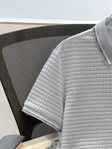 Manfinity Joysei 男士提花纯色罗纹领 Polo 衫 - 灰色 - 查看 3