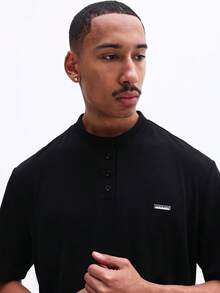 SUMWON Men's Classic Polo Shirt Short Sleeve Button Placket Collar Regular Fit Casual Summer Golf Top - Black - View 5