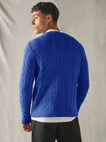 SWAVVY Maglione casual a maniche lunghe, maglia larga e comoda da uomo - Blu - Visualizzare 2