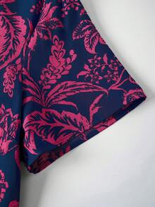 EMERY ROSE Đầm ngắn tay màu đỏ in hoa dành cho nữ cỡ lớn, thích hợp mặc vào đầu mùa xuân, trang phục mùa hè cho nữ, đầm ngắn tay, đầm họa tiết paisley, đầm in hoa cho nữ, đầm ngắn tay mùa hè. - Màu Hồng Tươi - Xem 6