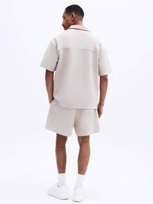 SUMWON Men's Knitted Textured Drawstring Elastic Waist Casual Summer Shorts - White - View 7