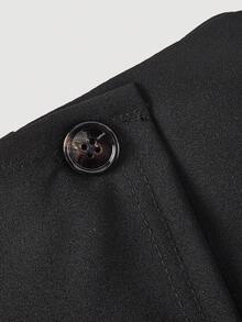 SHEIN MOD Chân váy chữ A ngắn màu trơn, chân váy dự tiệc ngày lễ cho nữ, size S, ngày lễ - màu đen - Xem 3