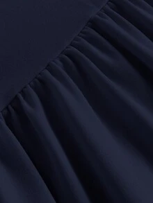 Girlism 少女无袖纯色荷叶边蕾丝修身长款晚礼服，优雅大方，适合派对、约会、重要家庭聚会等场合。 - 藏蓝色 - 查看 4