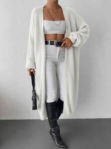 Women Cardigans Day Time Lounge White Autumn Basic Modest - White - View 6