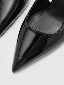 CUCCOO BIZCHIC Black Patent Leather Pointed Toe Hollow Out Stiletto Heel Elegant Pumps For Women Spring Shoes - Black - View 8