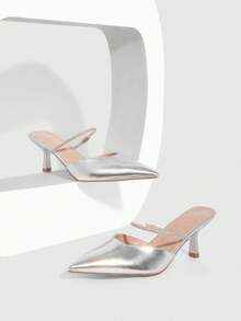 CUCCOO SZL Fashionable Elegant Commuter Crystal Decorated Pointed Toe High Heels Spring Shoes - Silver - View 4