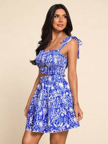 Coeurva 女士时尚休闲优雅浪漫度假印花两件套。宽松上衣搭配松紧腰半身裙，春夏蓝色度假连衣裙，适合娇小身材的女士度假晚宴连衣裙，蓝色连衣裙，短款蓝白碎花连衣裙，沙滩度假套装，女士两件套夏季套装，夏季半身裙套装，度假半身裙套装，蓝色两件套，女士无袖迷你连衣裙，Zanzea 女士连衣裙，女士两件套连衣裙，蓝白印花连衣裙 - 藍白色 - 查看 12