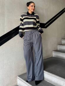 Marta Soriano 春夏女士浪漫办公室度假毕业裤商务女士服装 - 灰色 - 查看 1