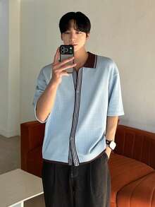 DAZY Men's Striped Short Sleeve Cardigans, Multi-Color Knit Tops For Summer - Multicolor - View 6